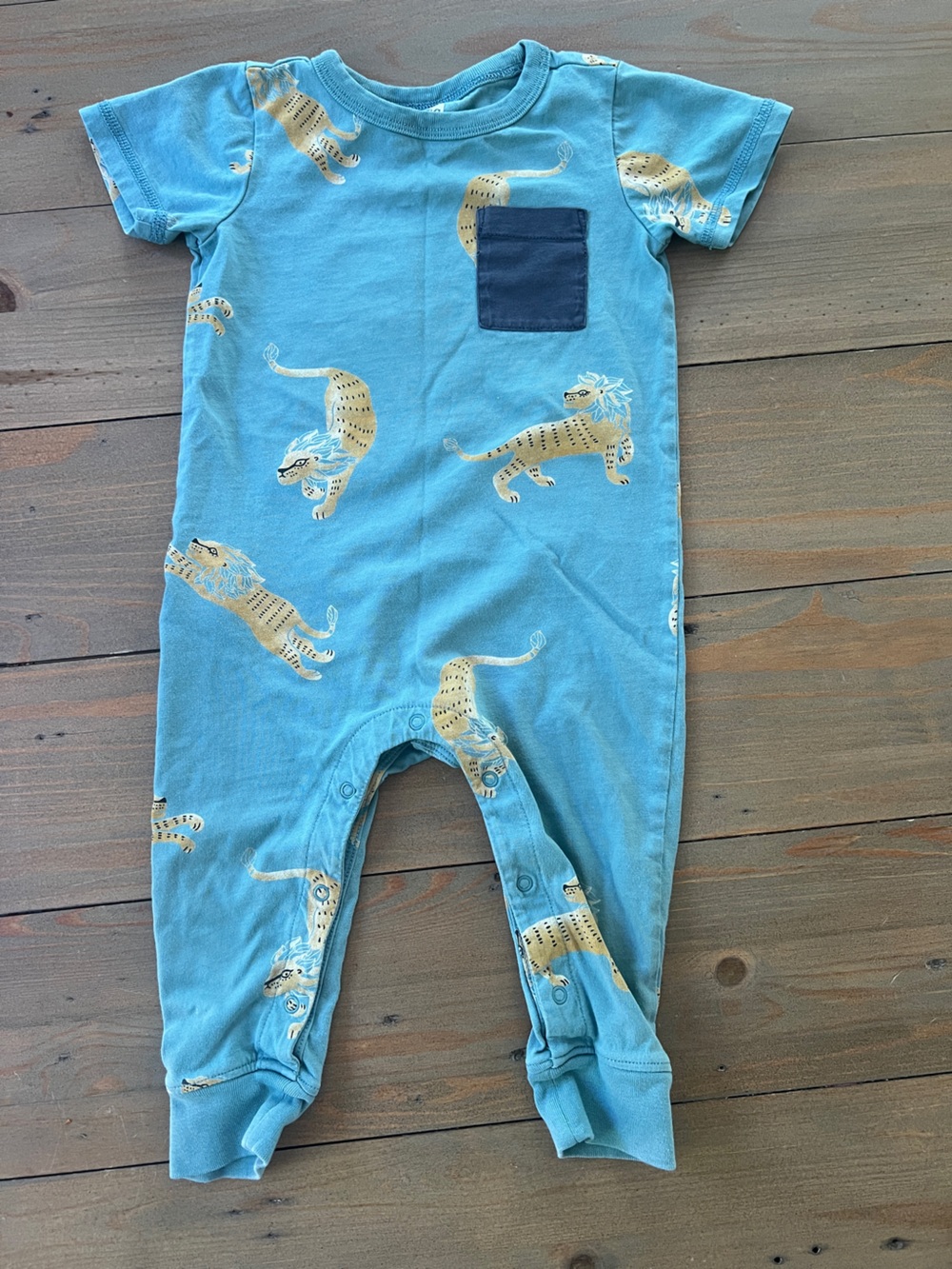 Tea Collection Blue Lion-Print Romper - 12-18M